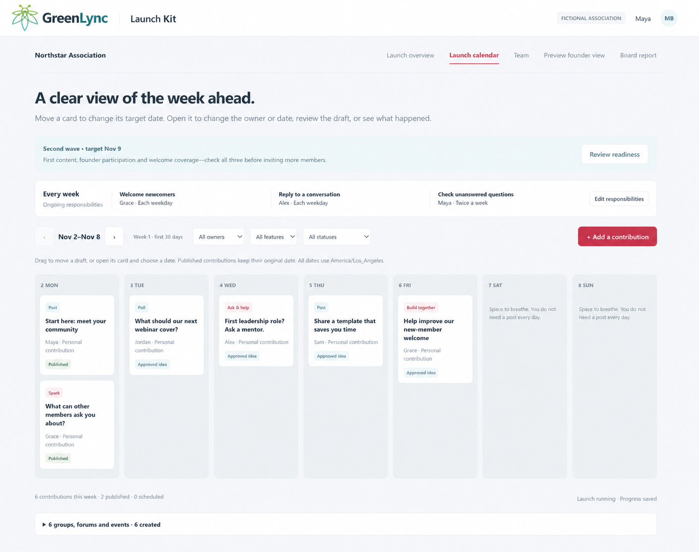 Weekly calendar